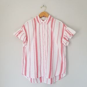 Madewell Central Ruffle Sleeve Shirt Carey Stripe